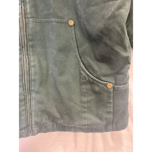 Cabelas Outdoor Gear Canvas Zip Up Insulated Work Jacket Coat size L thermal swe - Picture 6 of 16